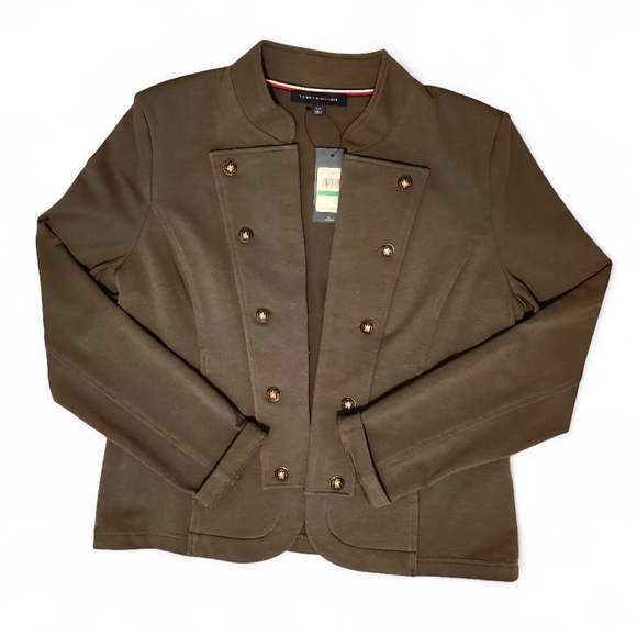 Womens Tommy Hilfiger Military Green Band Jacket Size Large MSRP $109 - Picture 2 of 16